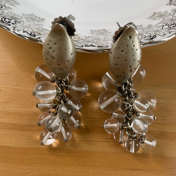 Celia Landman vintage silver earrings with clear crystal beads - Picture 1 of 4